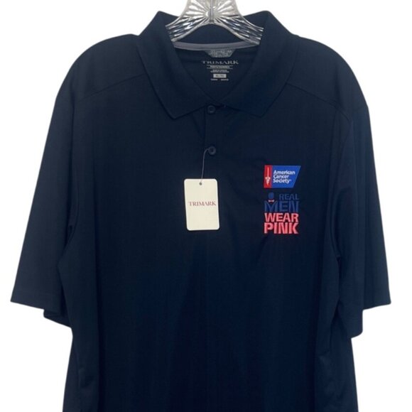 Trimark Real Men Wear Pink Polo Shirt Mens XL Blue American Cancer Society - Picture 3 of 10